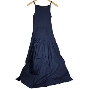 J. Crew Pintuck mixy dress Navy XXS CK707 Sleeveless‎ Pleated Cotton Blend NWT
